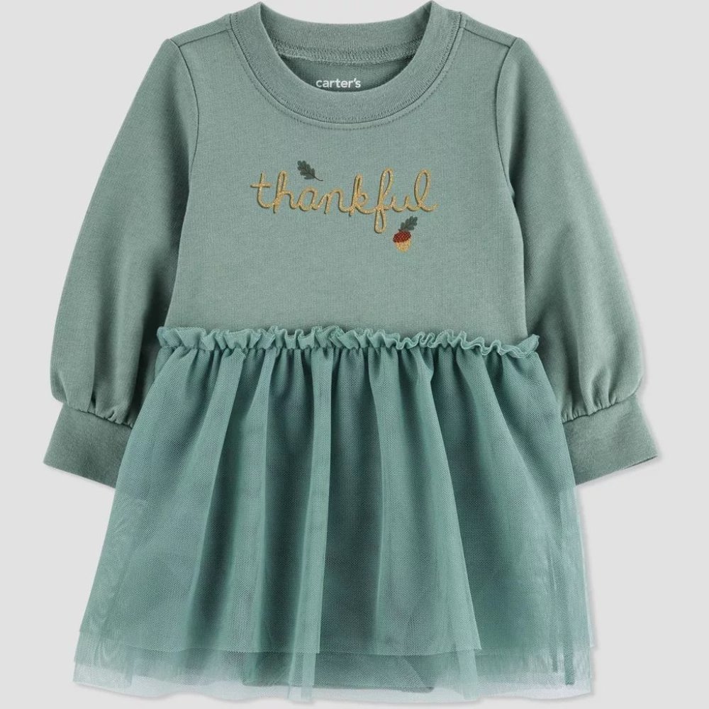 New 6M Carter's "Just One You" Baby Girls 'Thankful' Bodysuit / Tutu Dress